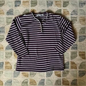 90s Purple Grunge Oversized Striped Vintage Henley Nautical Jennifer Scott
